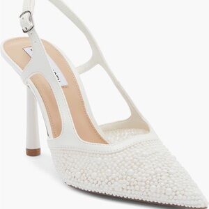 Steve Madden White Beaded Heels
